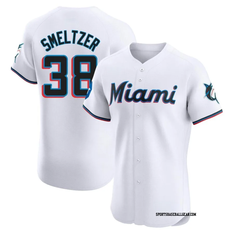 Devin Smeltzer Men's Miami Marlins White Elite Home Patch Jersey