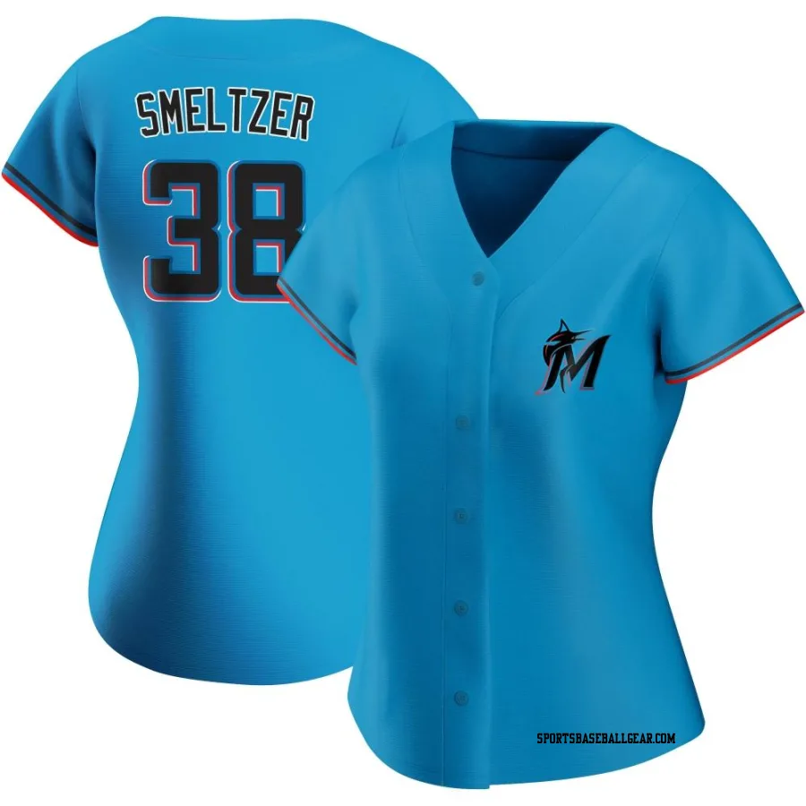 Devin Smeltzer Women's Miami Marlins Blue Authentic Alternate Jersey