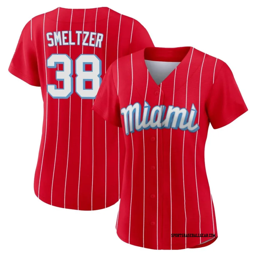 Devin Smeltzer Women's Miami Marlins Red Authentic 2021 City Connect Jersey