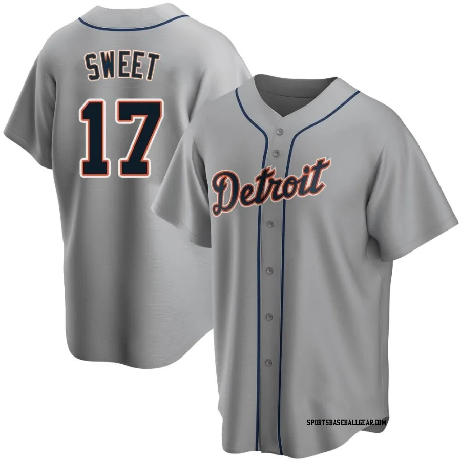 Devin Sweet Men's Detroit Tigers Gray Replica Road Jersey