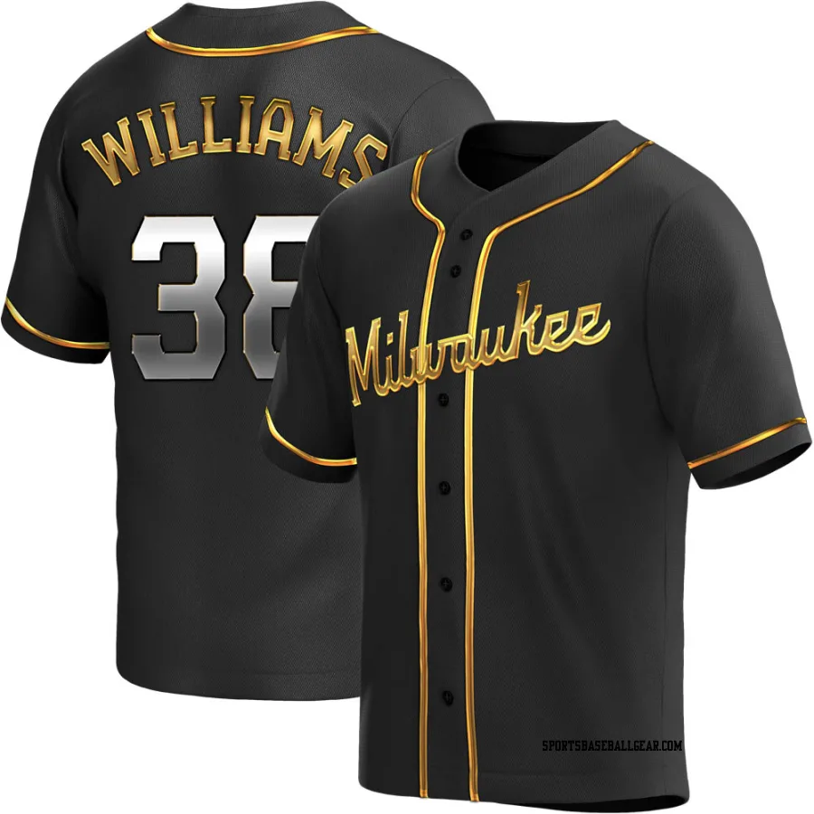 Devin Williams Men's Milwaukee Brewers Black Golden Replica Alternate Jersey