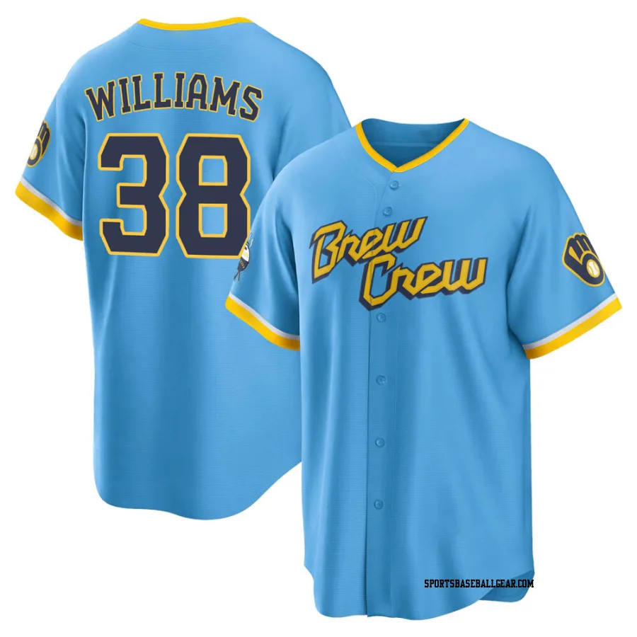 Devin Williams Youth Milwaukee Brewers Blue Replica Powder 2022 City Connect Jersey