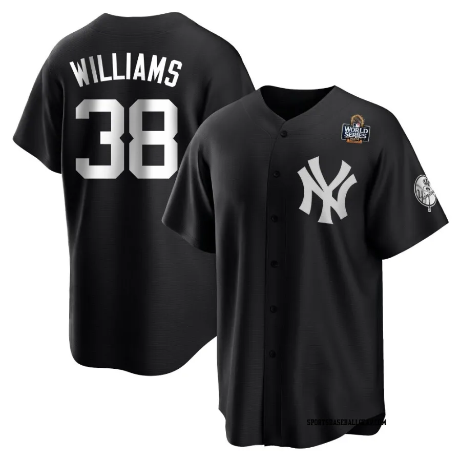 Devin Williams Youth New York Yankees Black/White Replica 2024 World Series Jersey