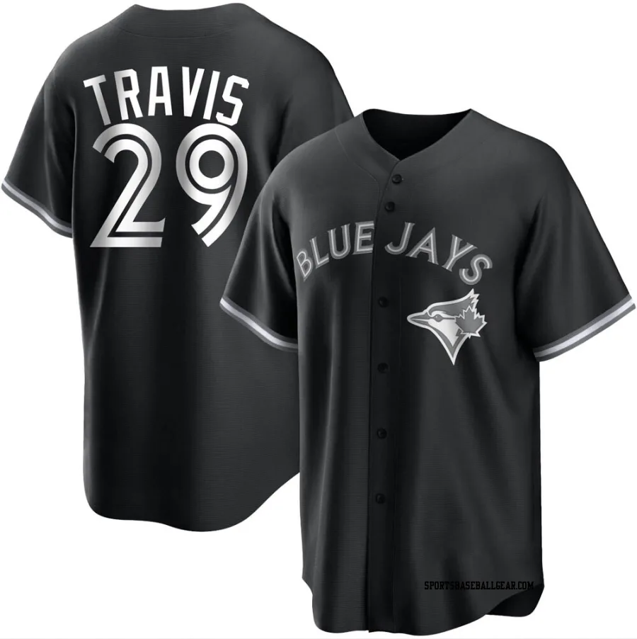 Devon Travis Men's Toronto Blue Jays Black/White Replica Jersey