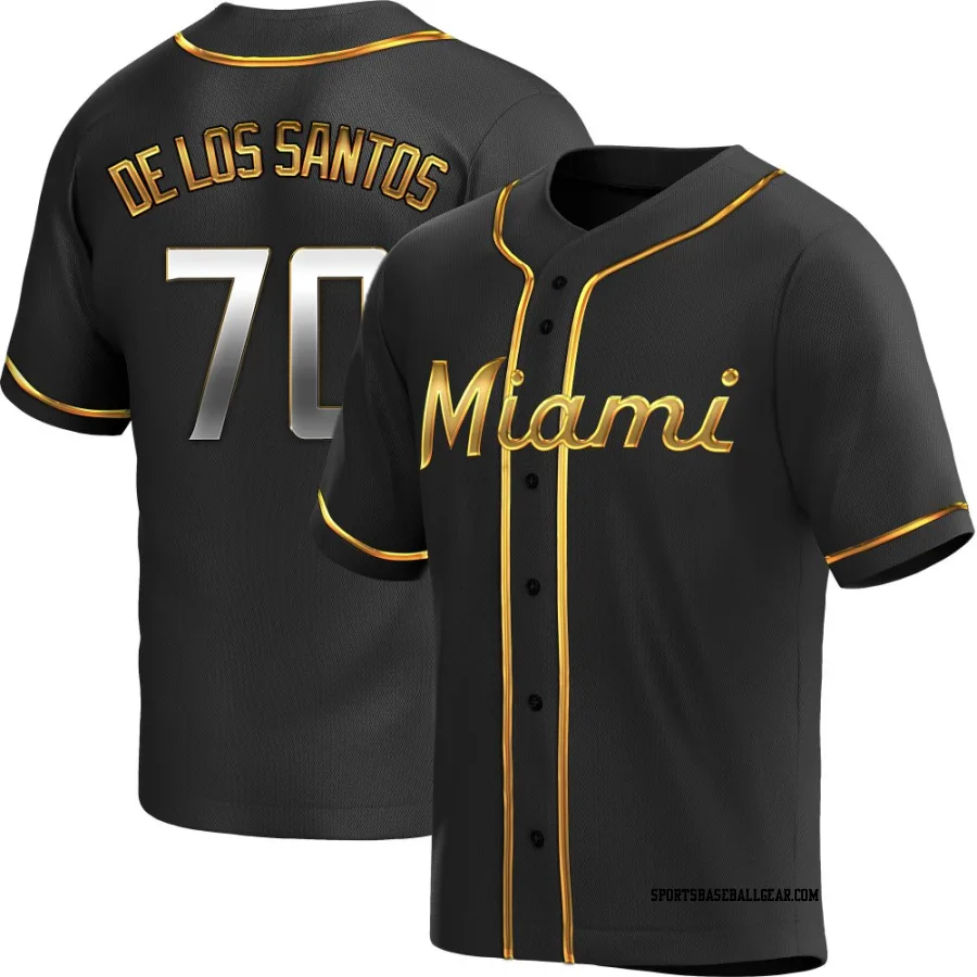 Deyvison De Los Santos Men's Miami Marlins Black Golden Replica Alternate Jersey