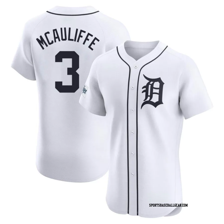 Dick Mcauliffe Men's Detroit Tigers White Elite Home Patch Jersey