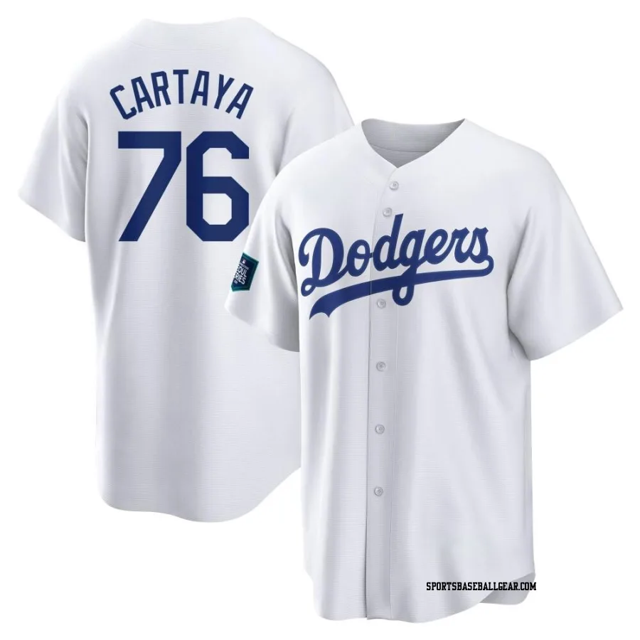 Diego Cartaya Men's Los Angeles Dodgers White Replica 2024 World Tour Seoul Series Home Jersey