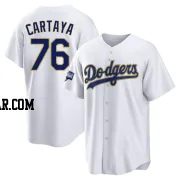 Diego Cartaya Men's Los Angeles Dodgers White/Gold Replica 2021 Gold Program Player Jersey