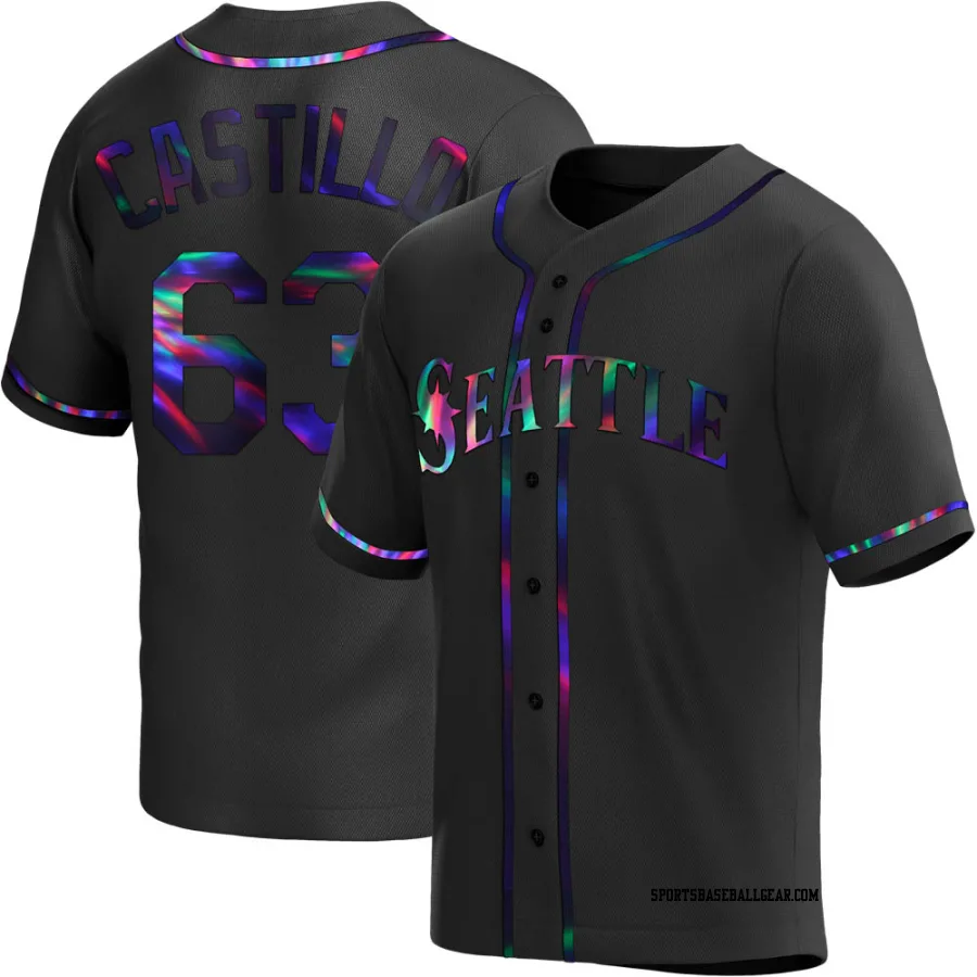 Diego Castillo Men's Seattle Mariners Black Holographic Replica Alternate Jersey