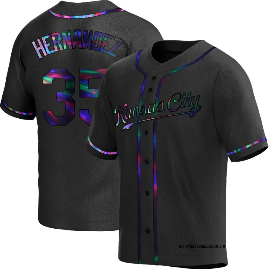 Diego Hernandez Men's Kansas City Royals Black Holographic Replica Alternate Jersey