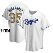 Diego Hernandez Men's Kansas City Royals Gold Replica White Home Jersey