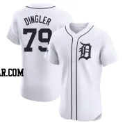 Dillon Dingler Men's Detroit Tigers White Elite Home Patch Jersey