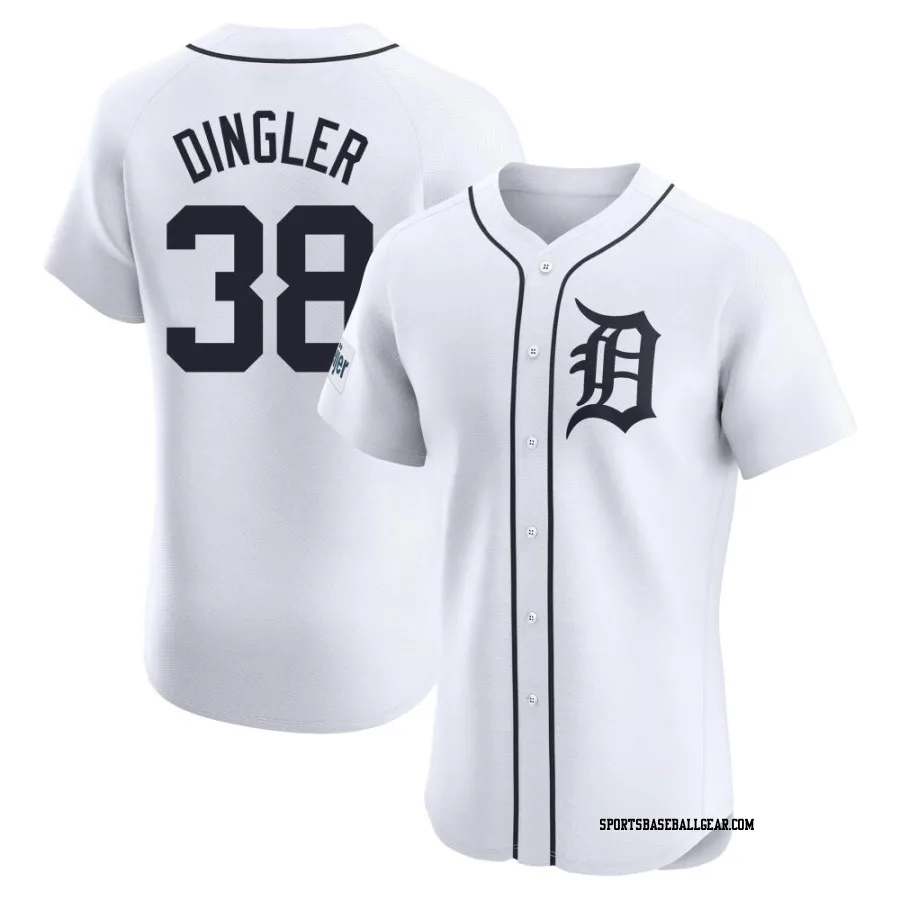 Dillon Dingler Men's Detroit Tigers White Elite Home Patch Jersey