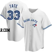 Dillon Tate Men's Toronto Blue Jays White Replica Home Jersey