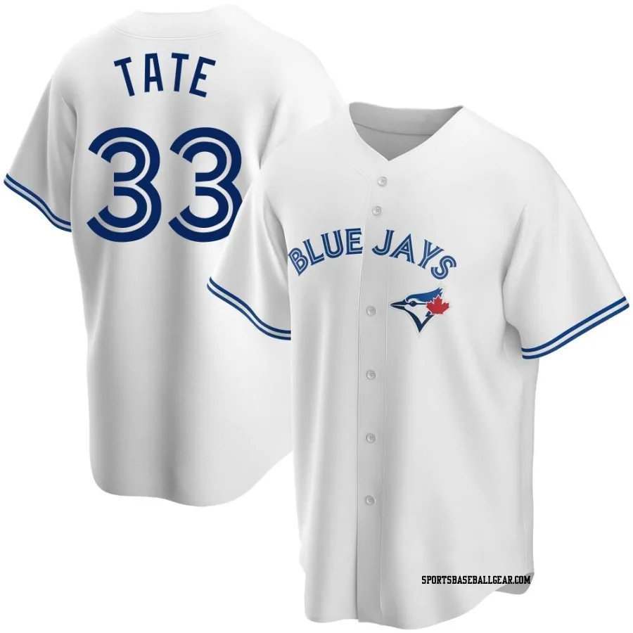 Dillon Tate Men's Toronto Blue Jays White Replica Home Jersey