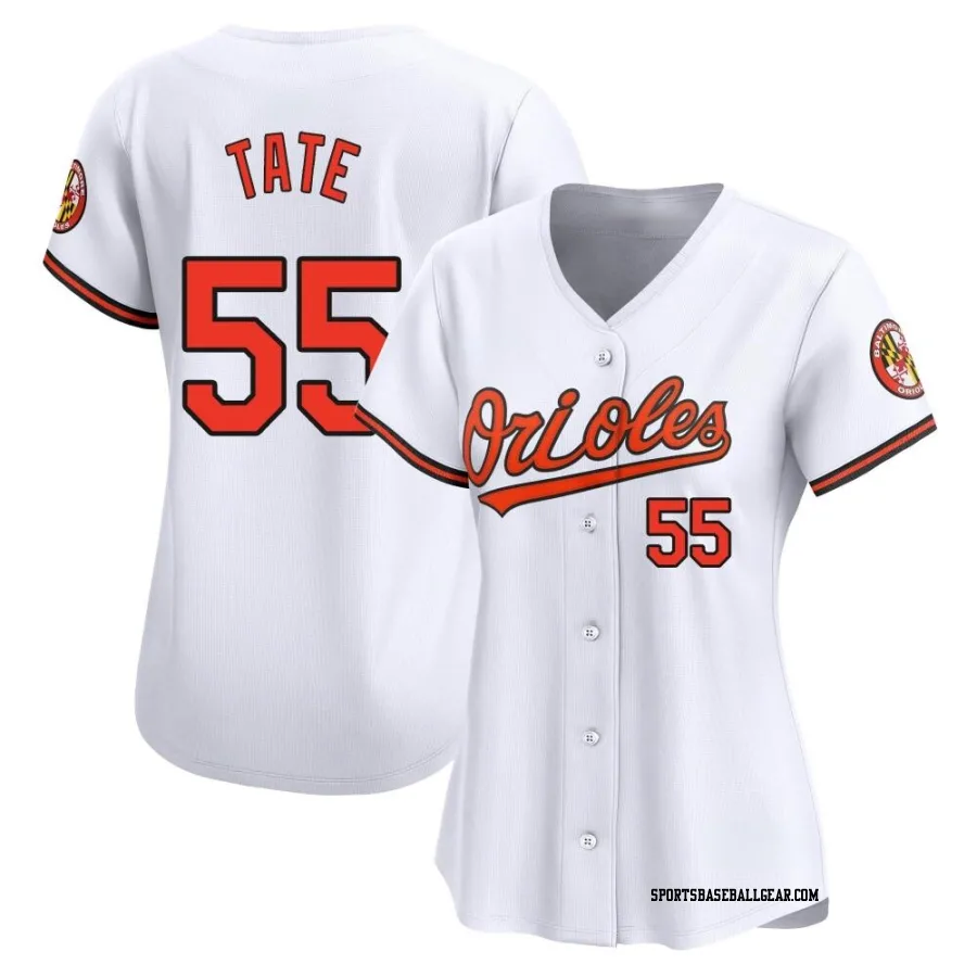 Dillon Tate Women's Baltimore Orioles White Limited Home Jersey