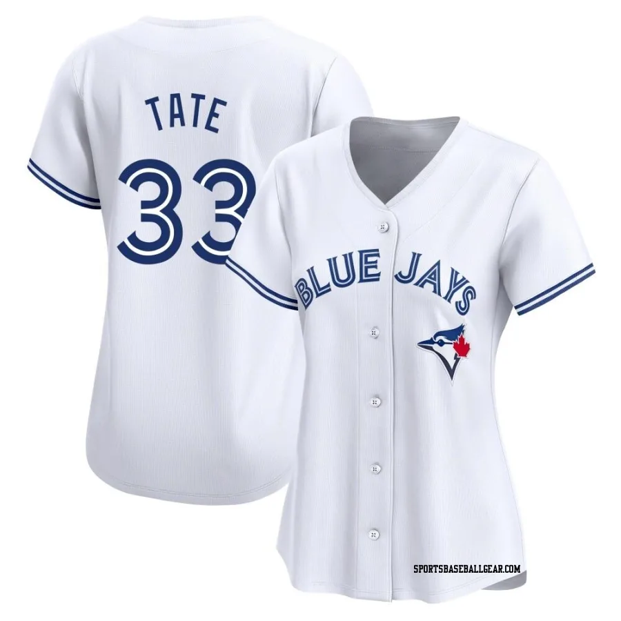 Dillon Tate Women's Toronto Blue Jays White Limited Home Jersey