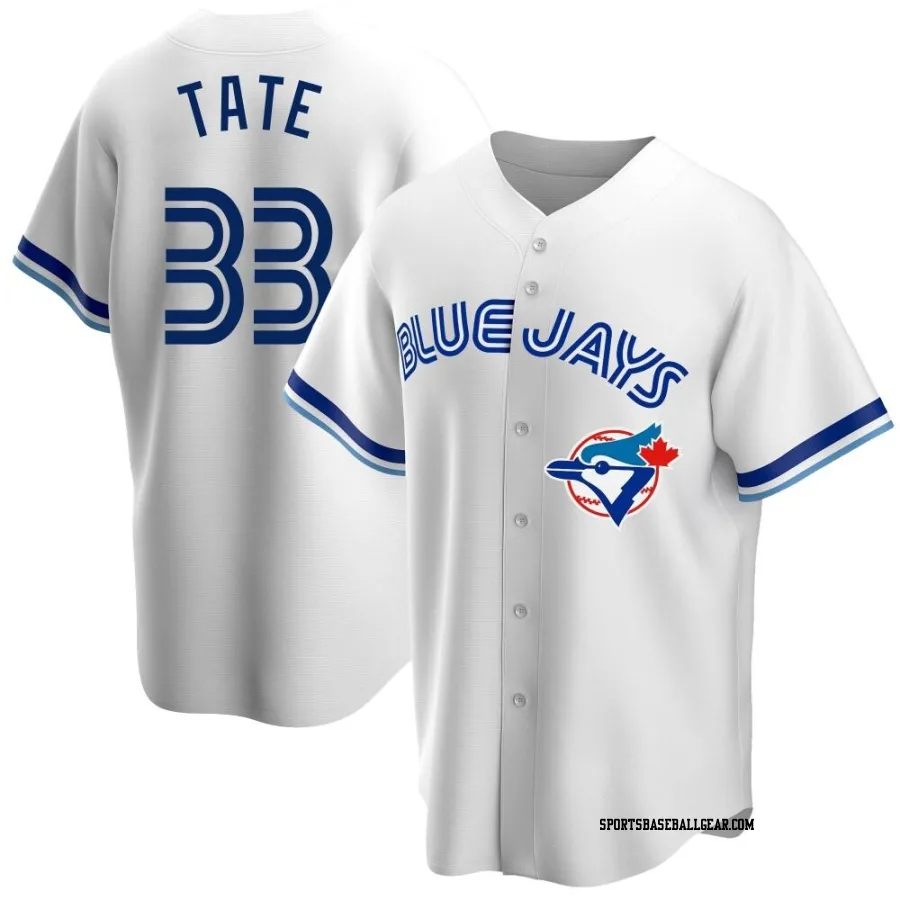 Dillon Tate Youth Toronto Blue Jays White Replica Home Cooperstown Collection Jersey