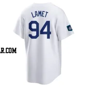 Dinelson Lamet Men's Los Angeles Dodgers White Replica 2024 World Tour Seoul Series Home Jersey