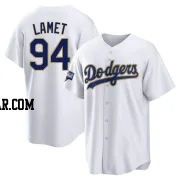 Dinelson Lamet Youth Los Angeles Dodgers White/Gold Replica 2021 Gold Program Player Jersey