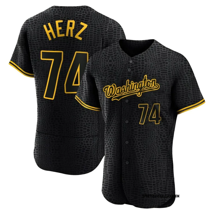 DJ Herz Men's Washington Nationals Black Authentic Snake Skin City Jersey