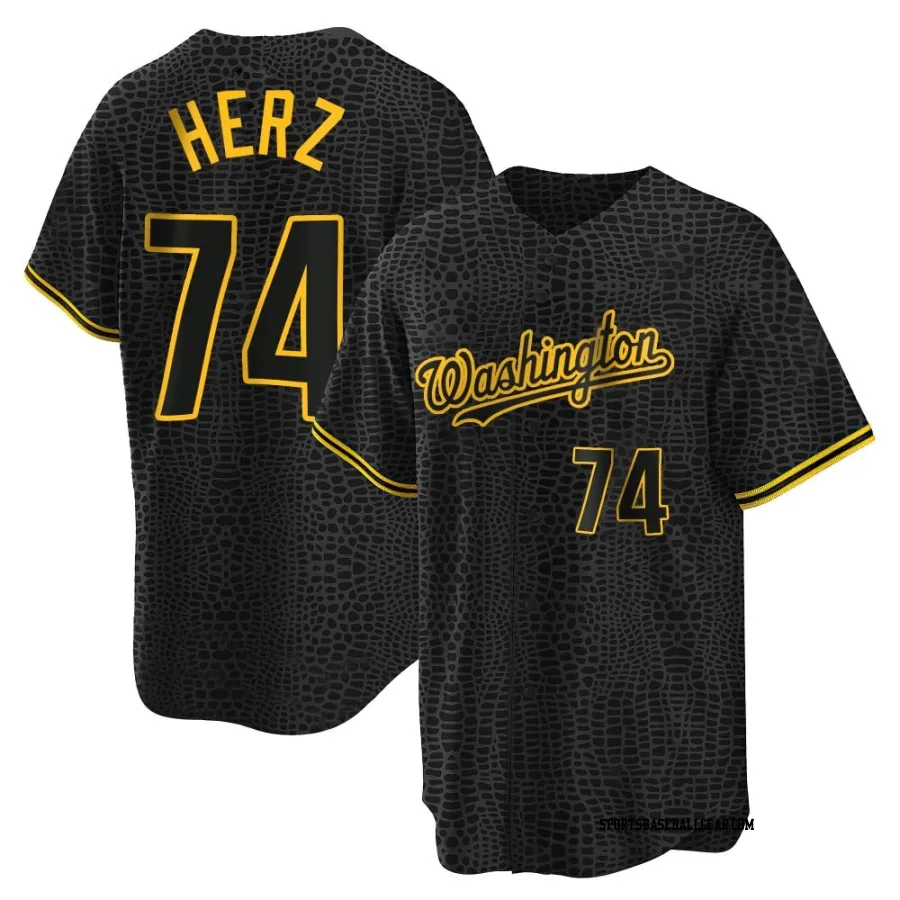 DJ Herz Men's Washington Nationals Black Replica Snake Skin City Jersey