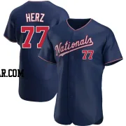 DJ Herz Men's Washington Nationals Navy Authentic Alternate Jersey