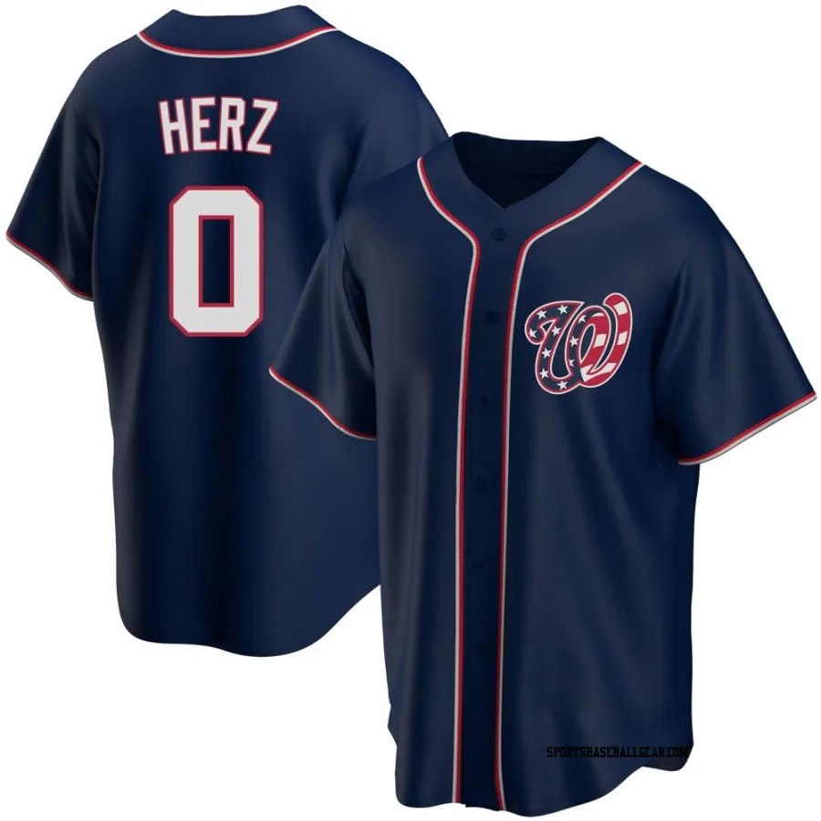 DJ Herz Men's Washington Nationals Navy Replica Alternate Team Jersey