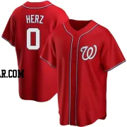 DJ Herz Men's Washington Nationals Red Replica Alternate Jersey