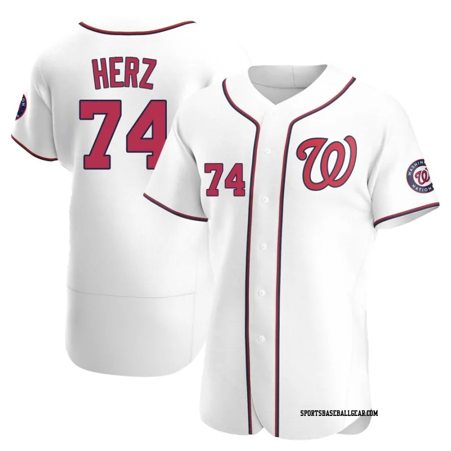 DJ Herz Men's Washington Nationals White Authentic Home Jersey