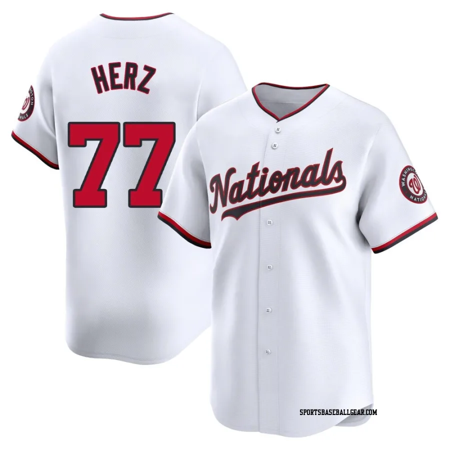 DJ Herz Men's Washington Nationals White Limited Home Jersey