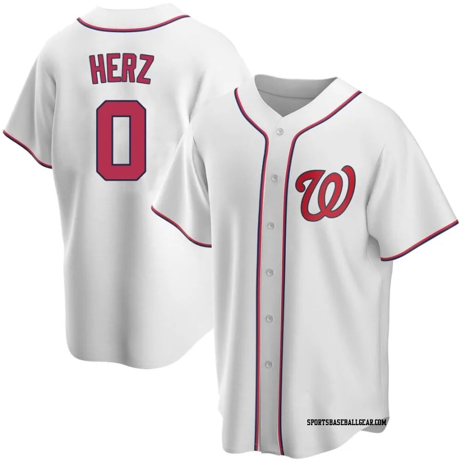 DJ Herz Men's Washington Nationals White Replica Home Jersey