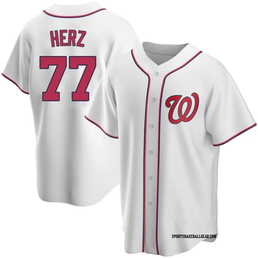 DJ Herz Men's Washington Nationals White Replica Home Jersey