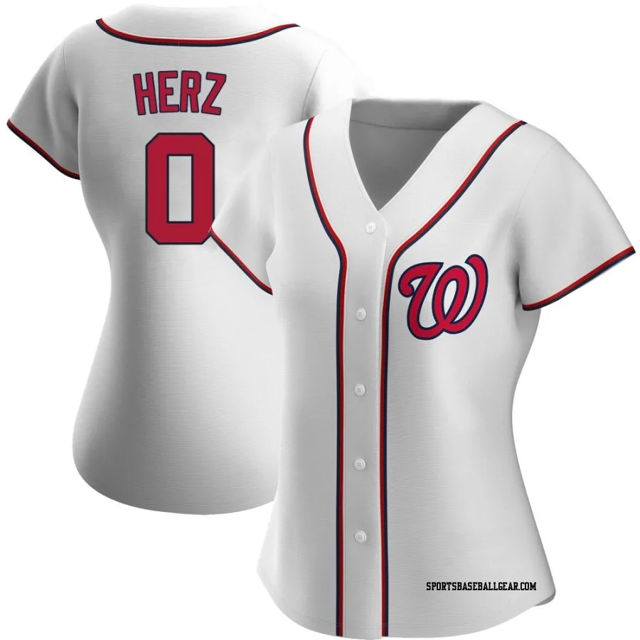 DJ Herz Women's Washington Nationals White Replica Home Jersey