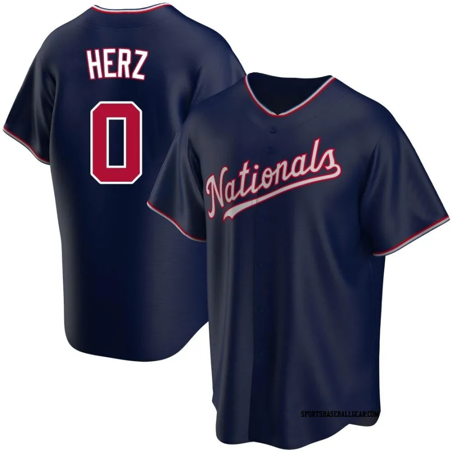 DJ Herz Youth Washington Nationals Navy Replica Alternate Jersey