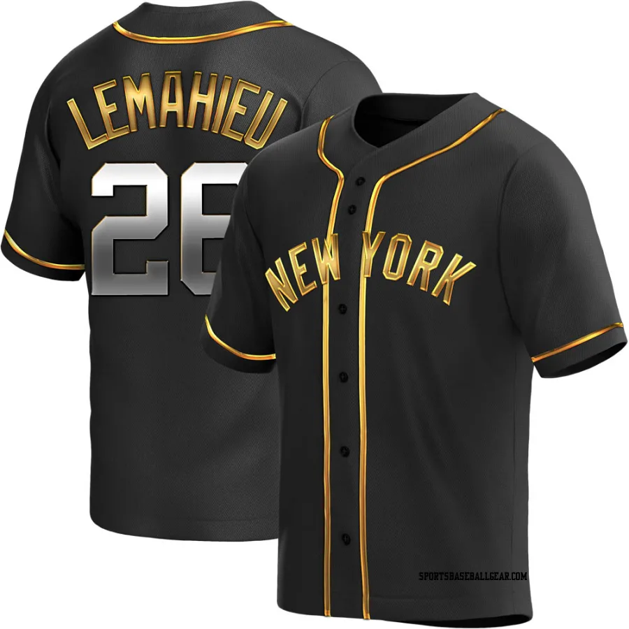 DJ LeMahieu Men's New York Yankees Black Golden Replica Alternate Jersey