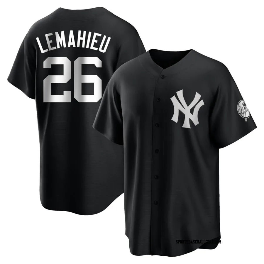 DJ LeMahieu Youth New York Yankees Black/White Replica Jersey