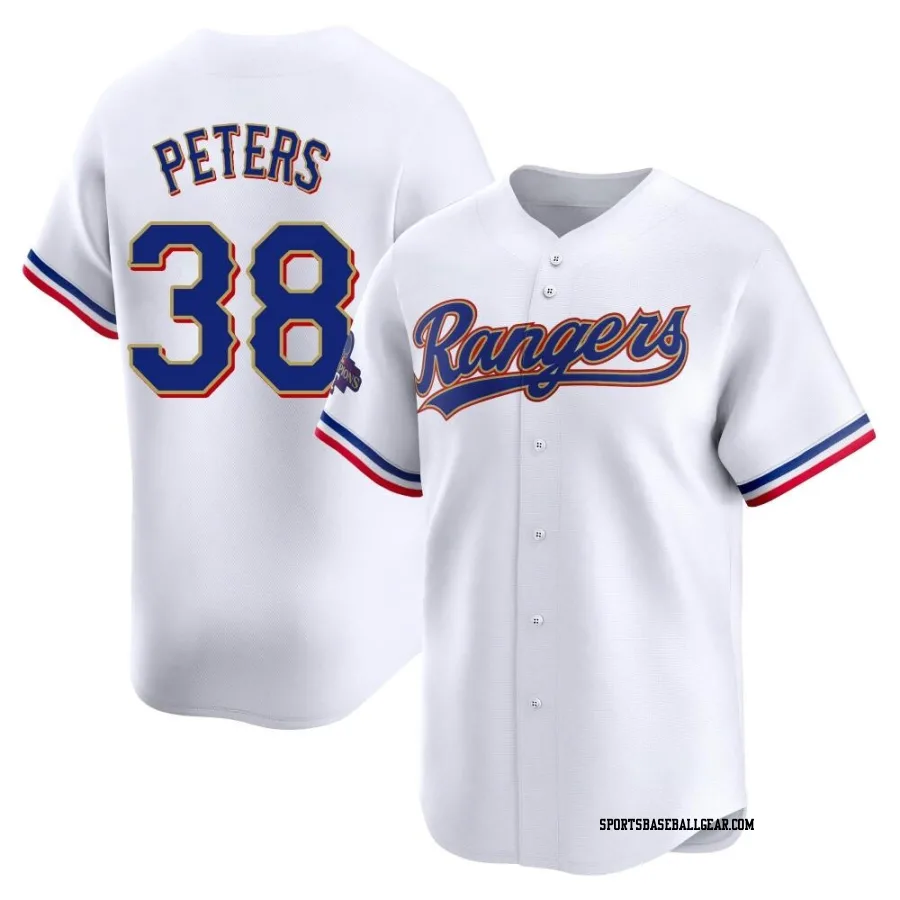 DJ Peters Men's Texas Rangers Gold Limited White 2024 Collection Jersey