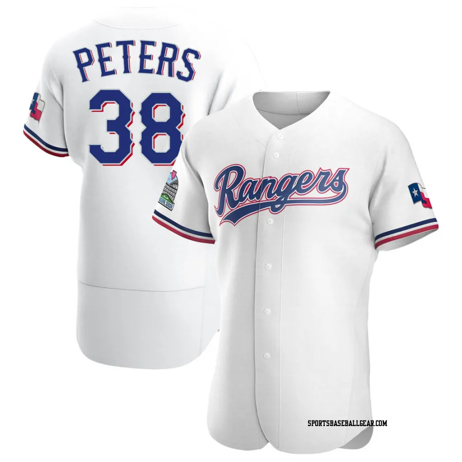 DJ Peters Men's Texas Rangers White Authentic Home Jersey