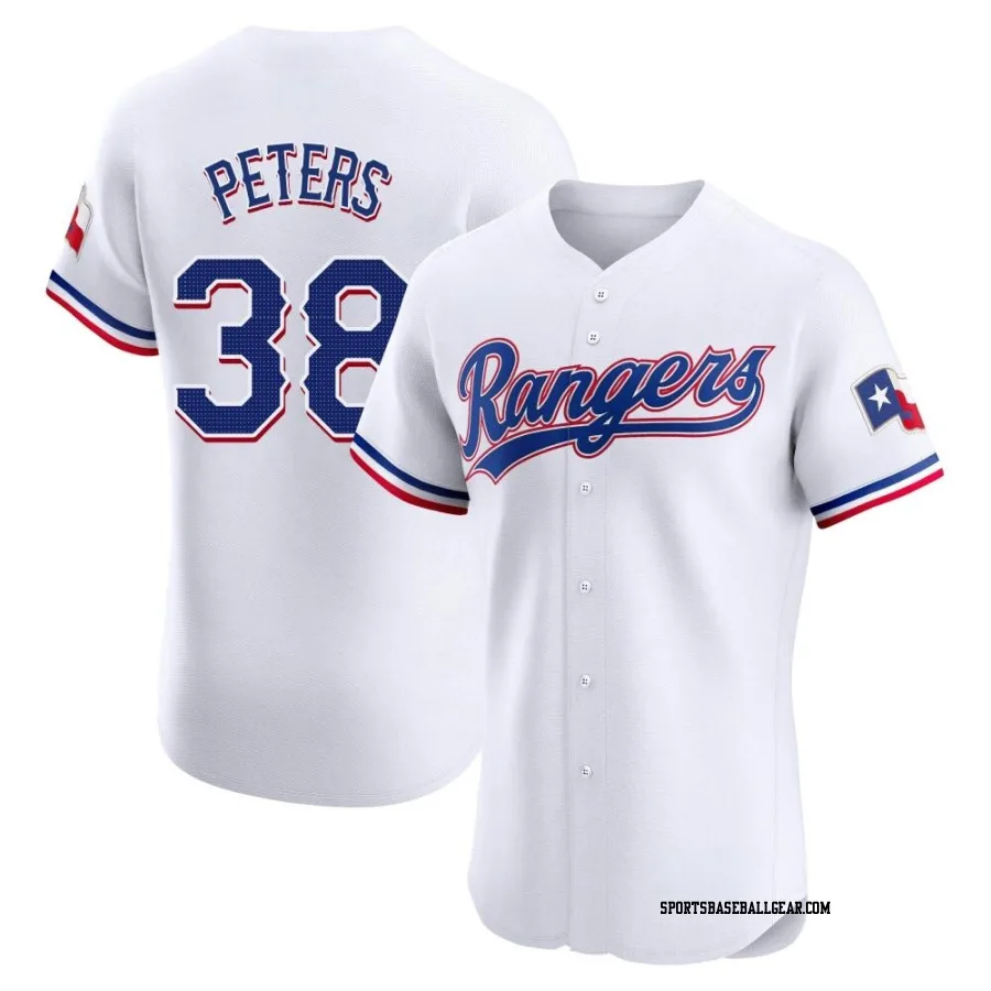 DJ Peters Men's Texas Rangers White Elite Home Jersey