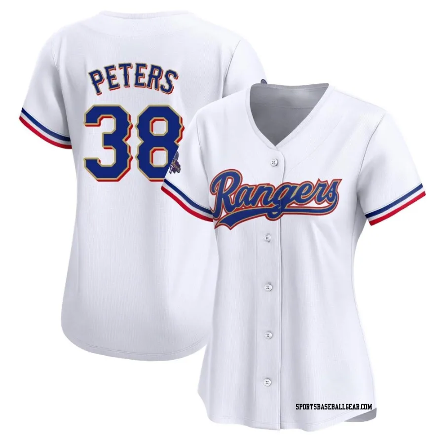 DJ Peters Women's Texas Rangers Gold Limited White 2024 Collection Jersey