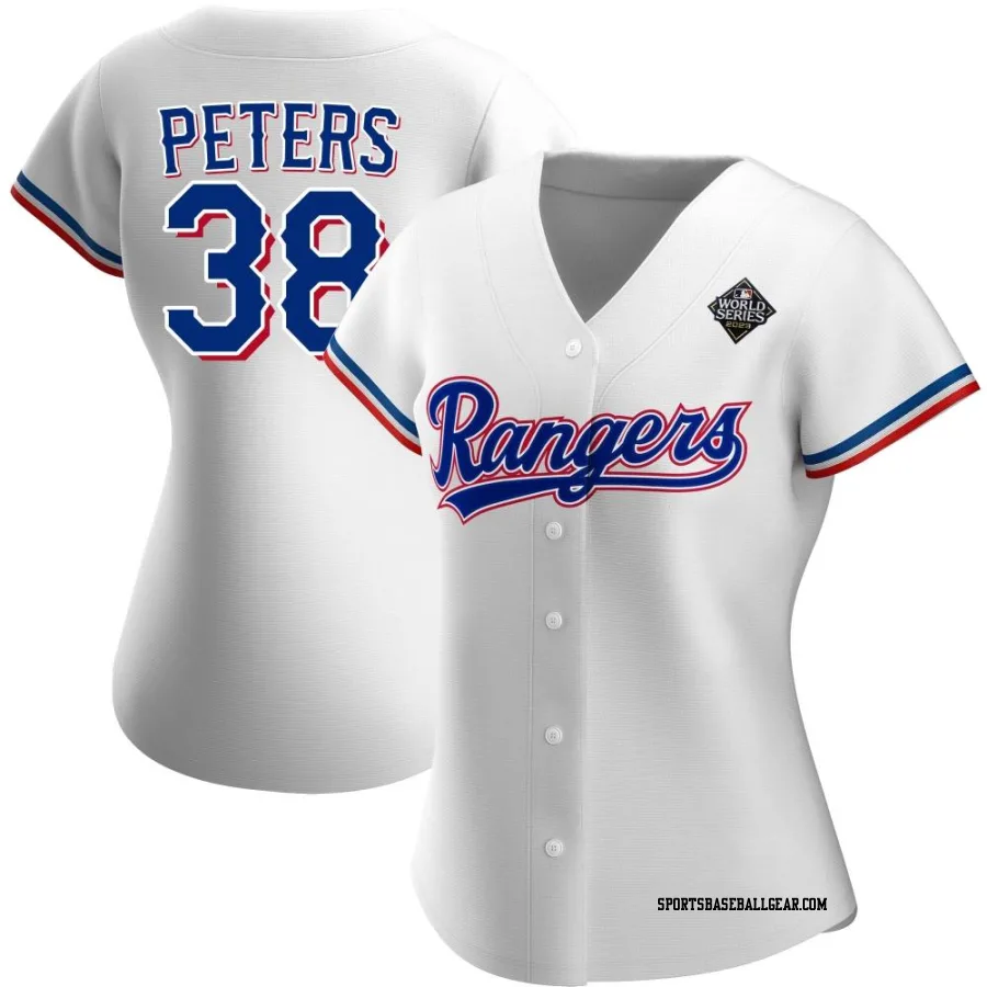 DJ Peters Women's Texas Rangers White Replica Home 2023 World Series Jersey