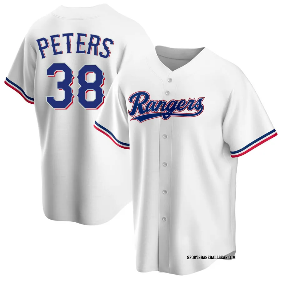 DJ Peters Youth Texas Rangers White Replica Home Jersey