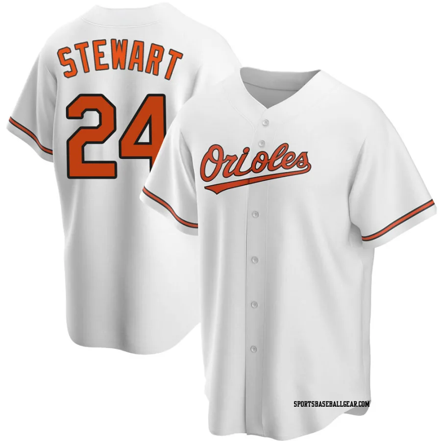 DJ Stewart Men's Baltimore Orioles White Replica Home Jersey