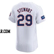 DJ Stewart Men's New York Mets White Elite Home Patch Jersey