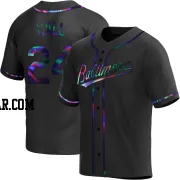 DL Hall Men's Baltimore Orioles Black Holographic Replica Alternate Jersey