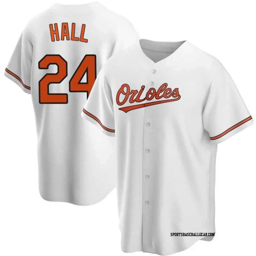 DL Hall Men's Baltimore Orioles White Replica Home Jersey