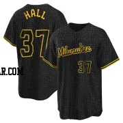 DL Hall Men's Milwaukee Brewers Black Replica Snake Skin City Jersey