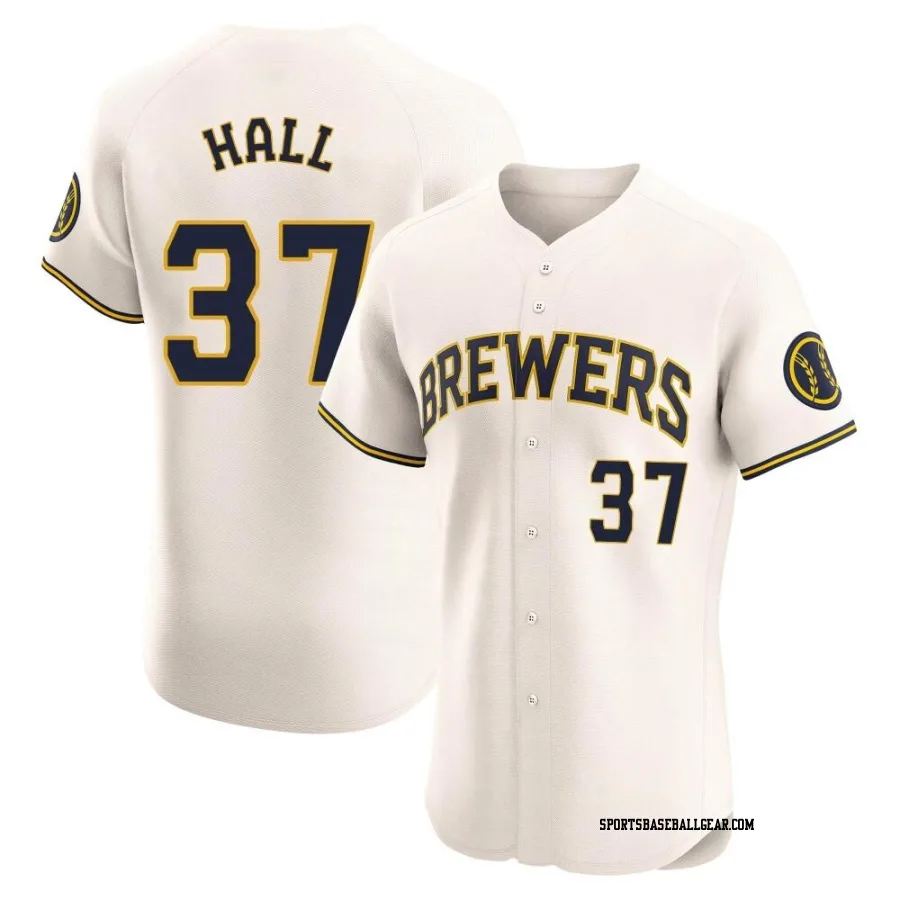 DL Hall Men's Milwaukee Brewers Cream Elite Home Jersey