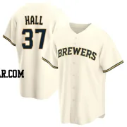 DL Hall Men's Milwaukee Brewers Cream Replica Home Jersey